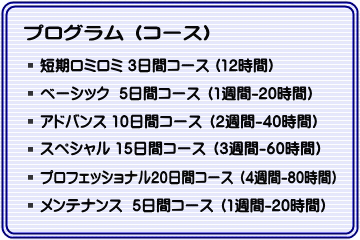 ハワイマッサージ・スクールの講習コース(プログラム)